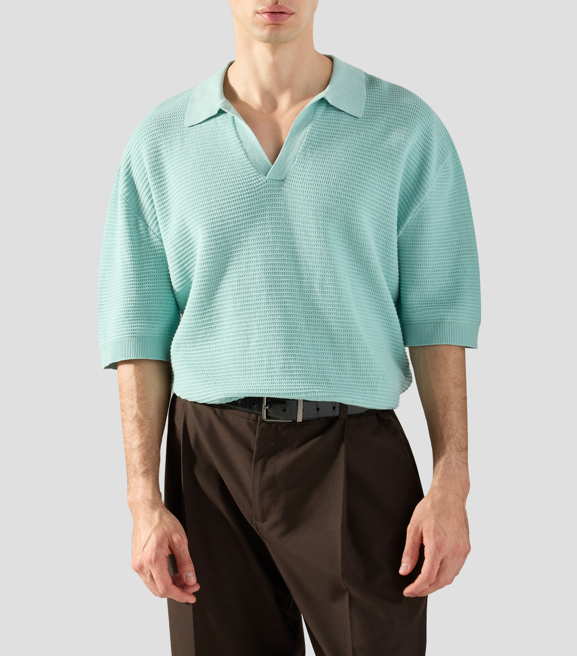 Playera tipo polo con manga corta lisa Hombre